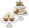 Assemble White Vintage Antique Wedding Dessert Cake Pedestal Display Stand Cupcake Server Rustic Farmhouse Wood Cake Stands