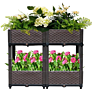 Brown Rectangular Raised Garden Bed Kit Plastic Planter Grow Box for Fresh Vegetable Flowers Succulents
