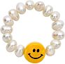 Simple Cute Pearl Handmade Stacked Elastic Rings Smiley Beaded Irregular Pearl Rings for Girls