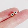 Minimal and Delicate Jewelry Sterling Silver 18K Gold Tiny Charm Blue Stone Cz Pave Evil Eye Stud 925 Silver Earrings