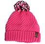 York Hats Women Knitted Acrylic with Ear Warm Lining with Pom Pom Beanies
