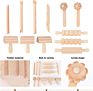 12Pcs Wooden Dough Tools Clay Pattern Rolling Pin Set Dough Molding Shaping Tool for Toddler Kids Art Craft Activity Supplies