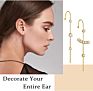 Rhinestone Earring Simple Pearl Crystal Gold Hypoallergenic Piercing Cuff Wrap Ear Wrap Crawler Hook Earrings