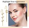 Rhinestone Earring Simple Pearl Crystal Gold Hypoallergenic Piercing Cuff Wrap Ear Wrap Crawler Hook Earrings