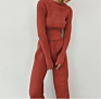 Women Knitted Sportwear Backless Pullover Sweater 2 Piece Pant Suits