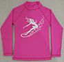 Customized Logo Private Label Solid Plain Beautiful Girls Pink Kids Long Sleeves Shirts High Collar Spf50+ Anti-Uv Rash Guards