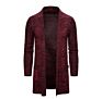 Men's Knit Long Cardigan Open Front Knitted Cape Sweater with Pocket