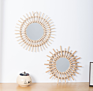 Rattan and Willow Cosmetic Mirror Hand Woven Wall Hanging Home Living Room Porch Decorative Wall Mirror