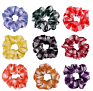 9 Pack Stripe Cotton Scrunchies Plaid Hair Elastics Scrunchies Gingham Checked Hair Bands Ties for Women