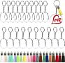 80 Pcs Acrylic Transparent Circle Blanks Keychain Tassels Set Diy Key Rings for Women Kimter-Q388Fz