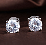 925 Sterling Silver Setting Clear round Cz Cubic Zirconia Stud Earrings for Women