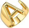 Flynee Jewelry Personalized Brass Gold Bold Initial Letter a to Z Open Alphabet Ring for Women