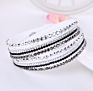 Korean Velvet Jewelry Stud Wrapped Handmade Crystal Rhinestones Paved Fancy Multilayer Pu Leather Bracelet