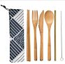 Sustainable Bamboo Eco Organic Travel with Carrying Pouch Spoon Knife Fork Cutlery Set