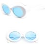 White Kurt Cobain Clout Thick Frame Retro Oval Women Sunglasses Sunglasses