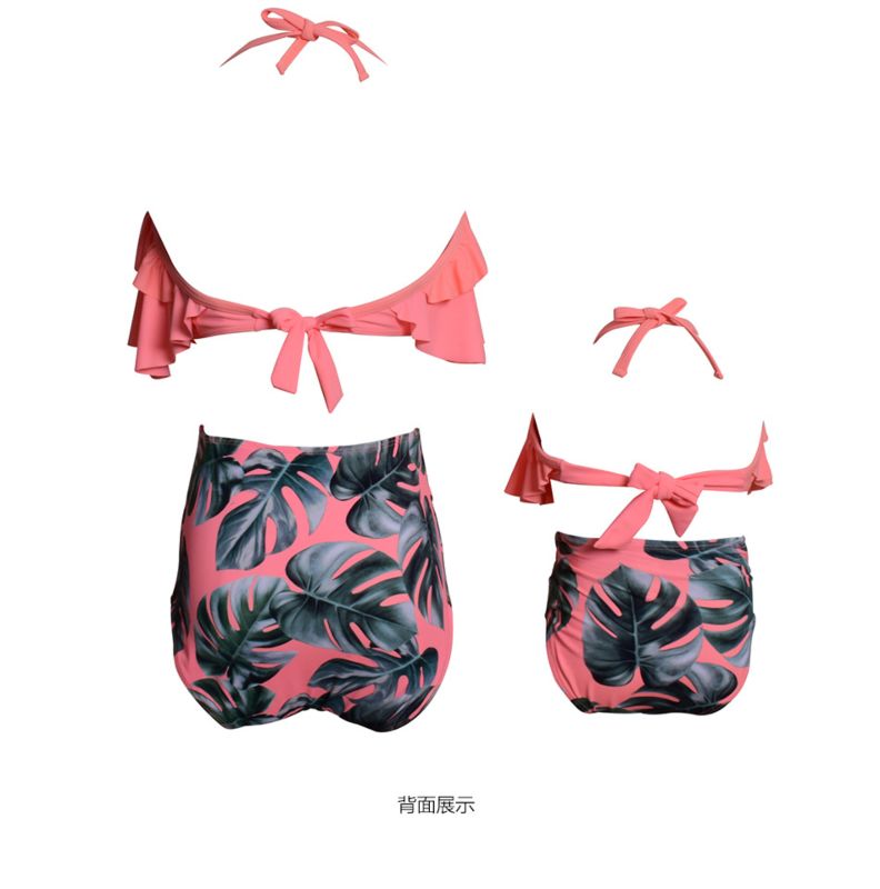 Parent-Child Print High Waist Bikini Mother and Daughter Swimwear