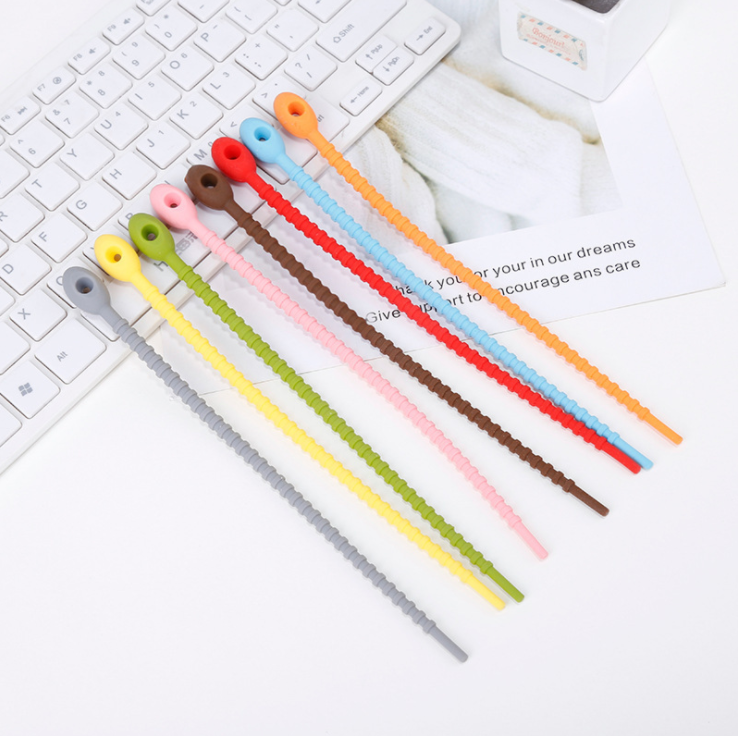 Colorful Reusable Silicone Cable Tie Straps Zip Ties for Home Office