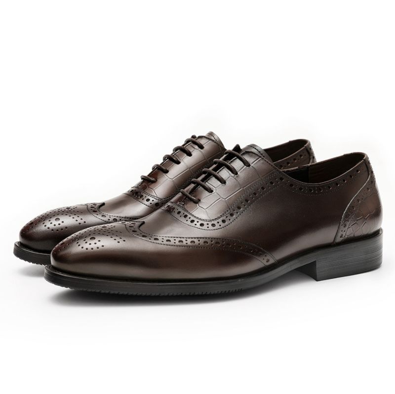 England Formal Official Business Cowhide Genuine Leather Brogue Derby Dress Shoes Suit Shoes