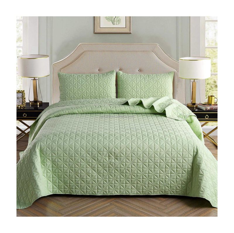 Reversible Cotton Bedding Sets Coverlet 3 Piece Quilts Queen Green Designers Coverlet King Size Bedspread