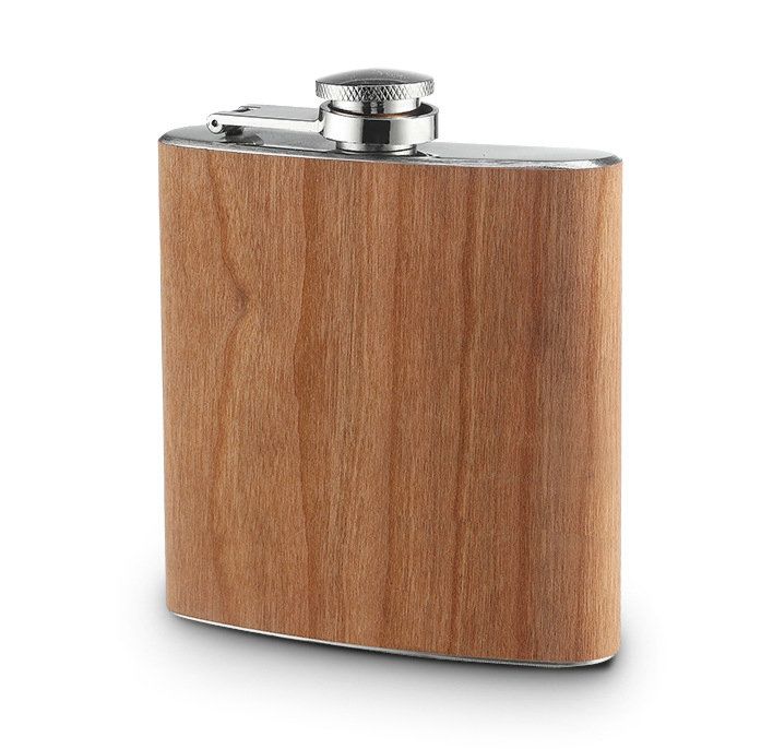 8Oz Wood Leather Cover Alcohol Flagon 6 Oz Stainless Steel Whisky Wine Pot 7Oz Thermo Pewter Wooden Hip Flasks