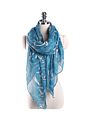 Vintage Style Scarves Navy Blue Cartoon Anchor Printed Young Women Cotton Shawls Scarf M Size
