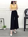 Loose Chiffon Casual Flared Cropped High Waist Pleated Wide Legged Pants Women Wide Leg Pants