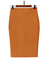 Office Lady Women Solid Suede Wear Package Hip Midi Pencil Knitting Skirt