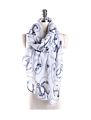 Vintage Style Scarves Navy Blue Cartoon Anchor Printed Young Women Cotton Shawls Scarf M Size