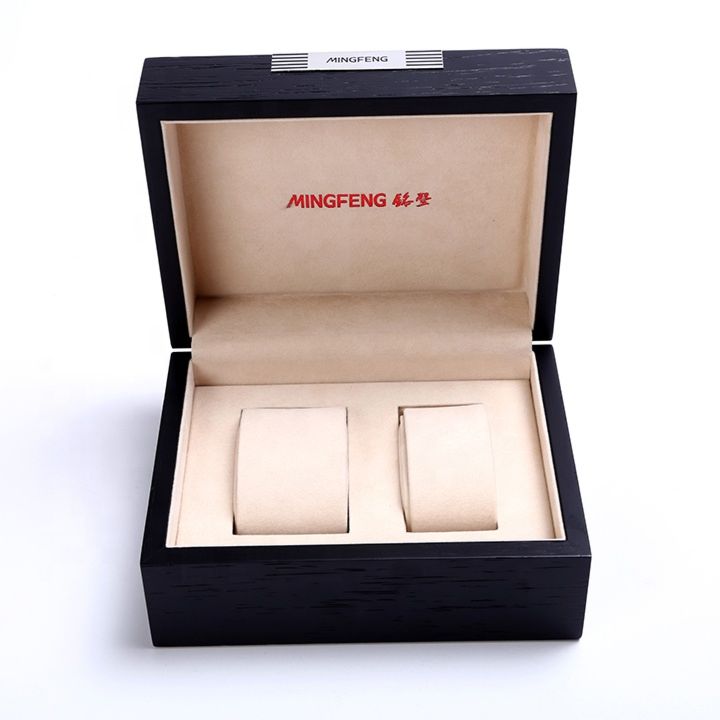 2 Slots Walnut Wood Box Couple Watch Packing Gift Box