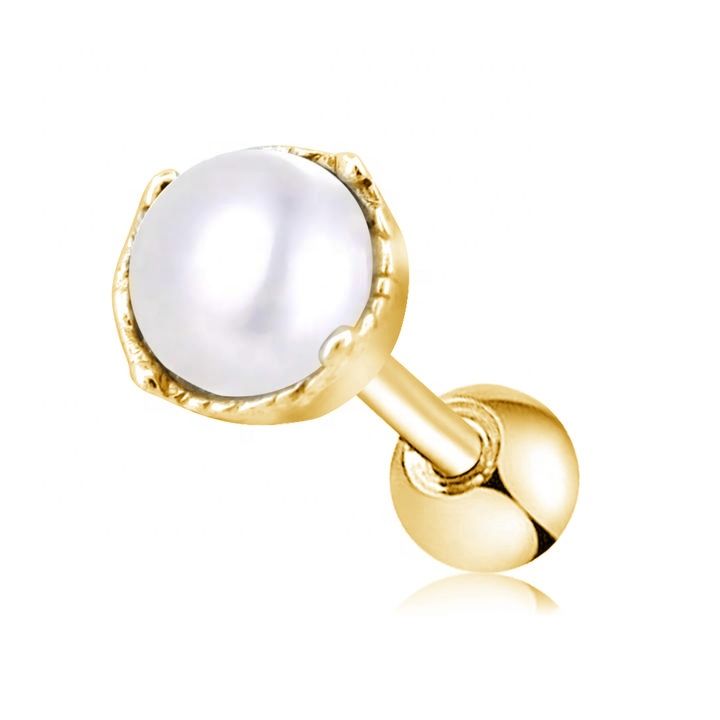 316L Stainless Steel White Pearl Earrings Piercing Ear Daith Trgaus Helix Ear Cartilage Body Piercing Jewelry