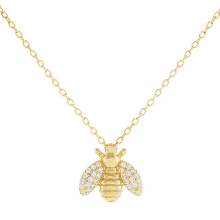 Brazilian Tarnish Free 18K Gold Plated Bee Pendant Necklaces Handmade 925 Sterling Silver Jewelry
