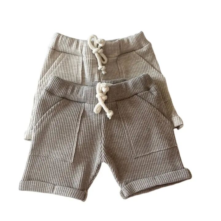Waffle Pocket Drawstring Shorts Casual Kids Clothing