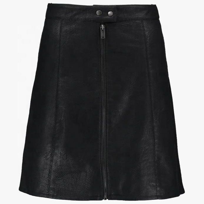 High Waist Leather Skirts Streetwear Short Skinny Ruffle Mini Skirts for Women Ls-0144