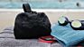 Polyester Machine Washable Lanyard Storage Bag 19 Black/Blue with Hook and Loop Pocket Bag