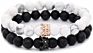 Seller Women Jewelry Couple Black Matte Agate White Howlite Cz Crystal Crown Queen 8Mm Beads Elastic Bracelet