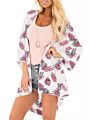 O51 Kimono Women Vintage Kimono Cardigan Casual Ladies Women Long Crochet Chiffon Kimono Loose Floral Printed Blouse Tops