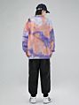 Mens round Collar Loose Casual Long Sleeve Hoodie Tie Dye Sweater