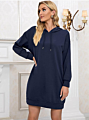 Women Kangaroo Pocket Hoodie Dress Long Sleeved Women Plain Hoodie Dress Women