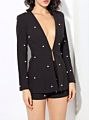 Fashionable Handmade Beading Slim Fitting Blazer and Shorts Two Pieces Comfortable Casual Woman Suit