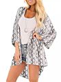 O51 Kimono Women Vintage Kimono Cardigan Casual Ladies Women Long Crochet Chiffon Kimono Loose Floral Printed Blouse Tops