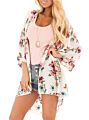 O51 Kimono Women Vintage Kimono Cardigan Casual Ladies Women Long Crochet Chiffon Kimono Loose Floral Printed Blouse Tops