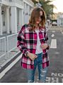 Autumn& Plaid Shirts Long Sleeve Flannel Lapel Coat plus Size Women's Casual Pocketed Shacket Jacket Coats