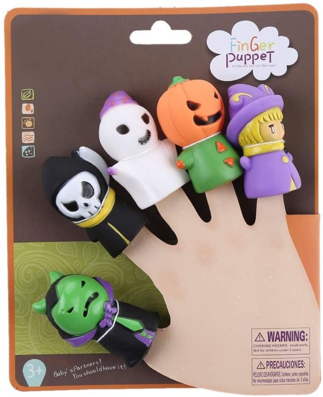 5Pcs Halloween Finger Puppets for Kids Colorful Finger Hands Party Toy for Toddler Tiny Toy Party Favors