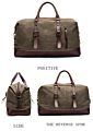 Customization Tote Travel Bag Vintage Canvas Pu Leather Trim Shoulder Mens Weekend Travel Duffel Bags