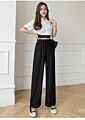 The Ice Silk Wide-Leg Pants High Waist Drape Loose Straight Leg Thinner Straps Mopping Pants