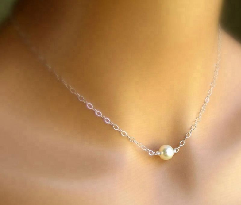 14Inch Sterling Silver Freshwater Single Pearl Necklace