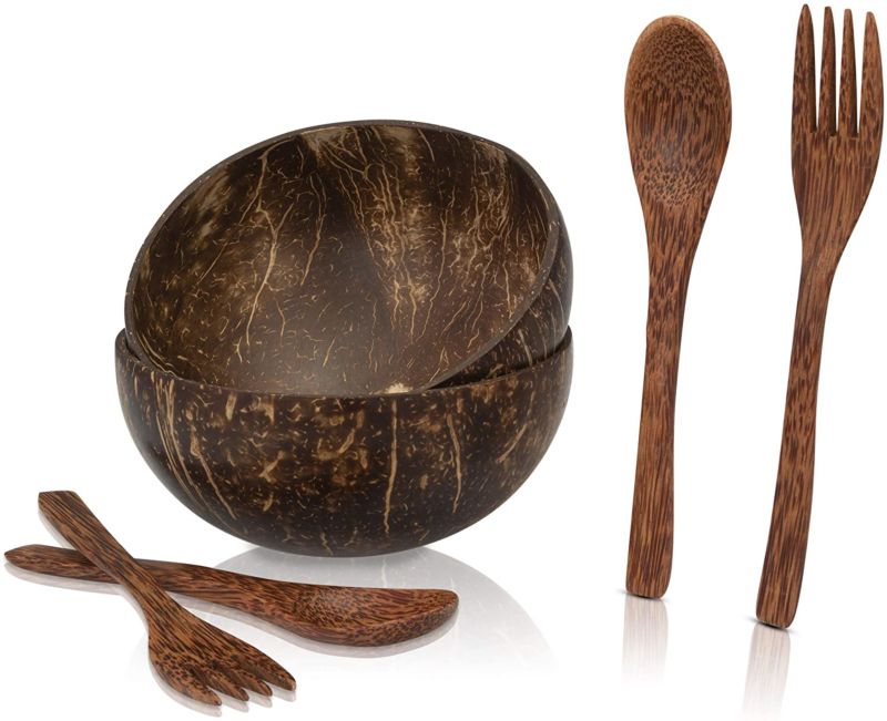 Protective Coconut Oil Coconut Shell Serving Bowl Vegan Friendly Long-Lasting Cereal Salads Desserts Organic Coconut Bowl