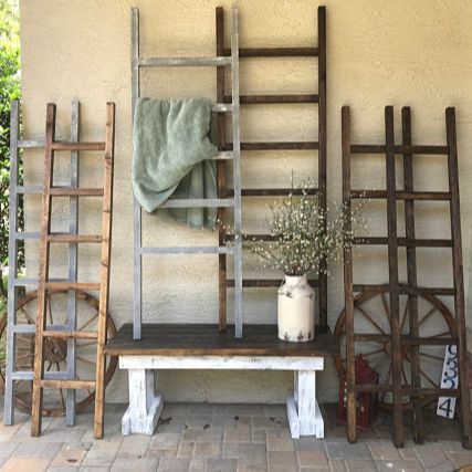 Retro Color Wooden Ladder for Clothes Drying Rack