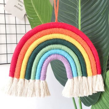 Macrame Designed Rope Rainbow Wall Hanging Decor