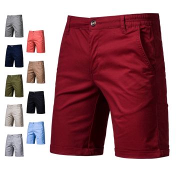 100% Cotton Shorts Men Solid Color Casual Short Mens Track Pants Jogger Knee-Length Shorts for Mens